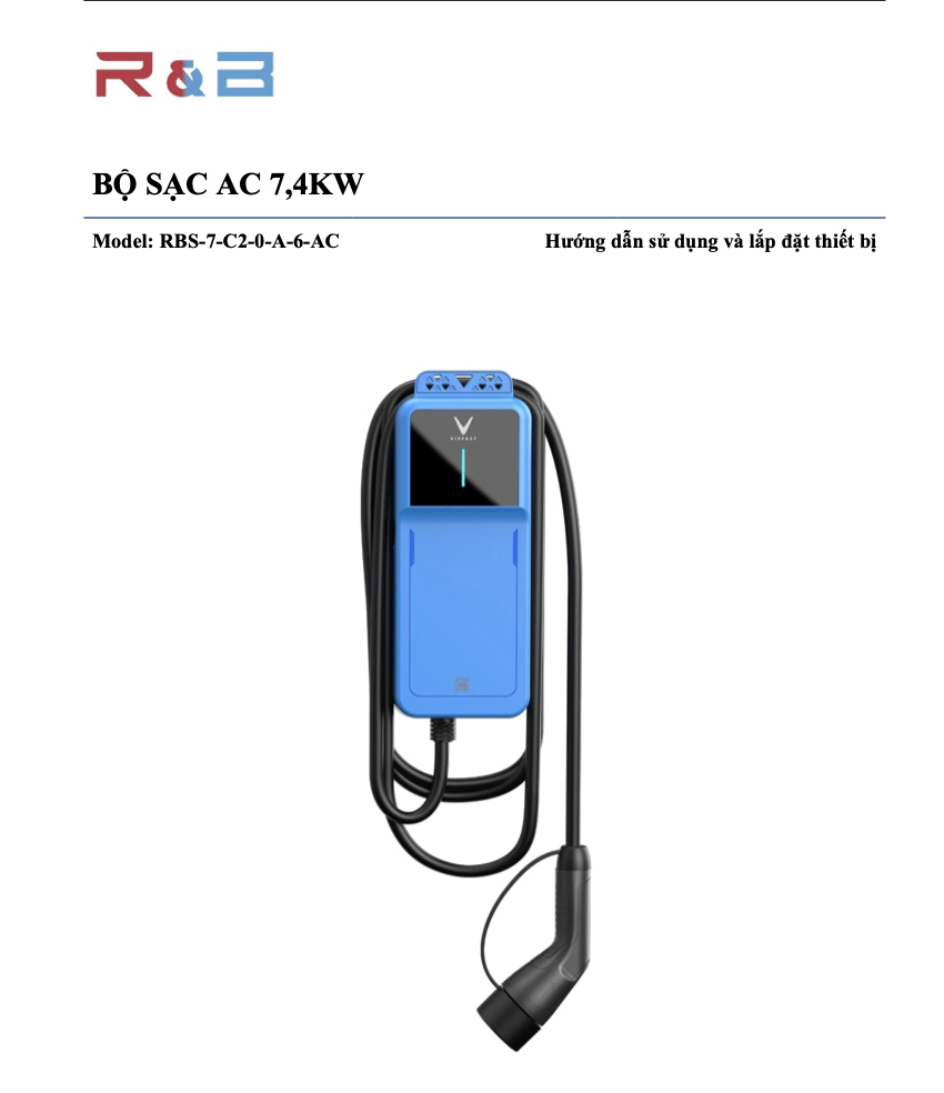 Hướng dẫn sử dụng trụ sạc 7.4kW AC
